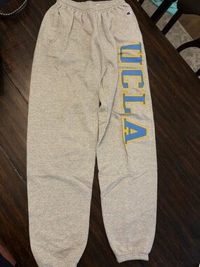 Champion Gray Sweatpants with Blue & Yellow UCLA Lettering size large unisex